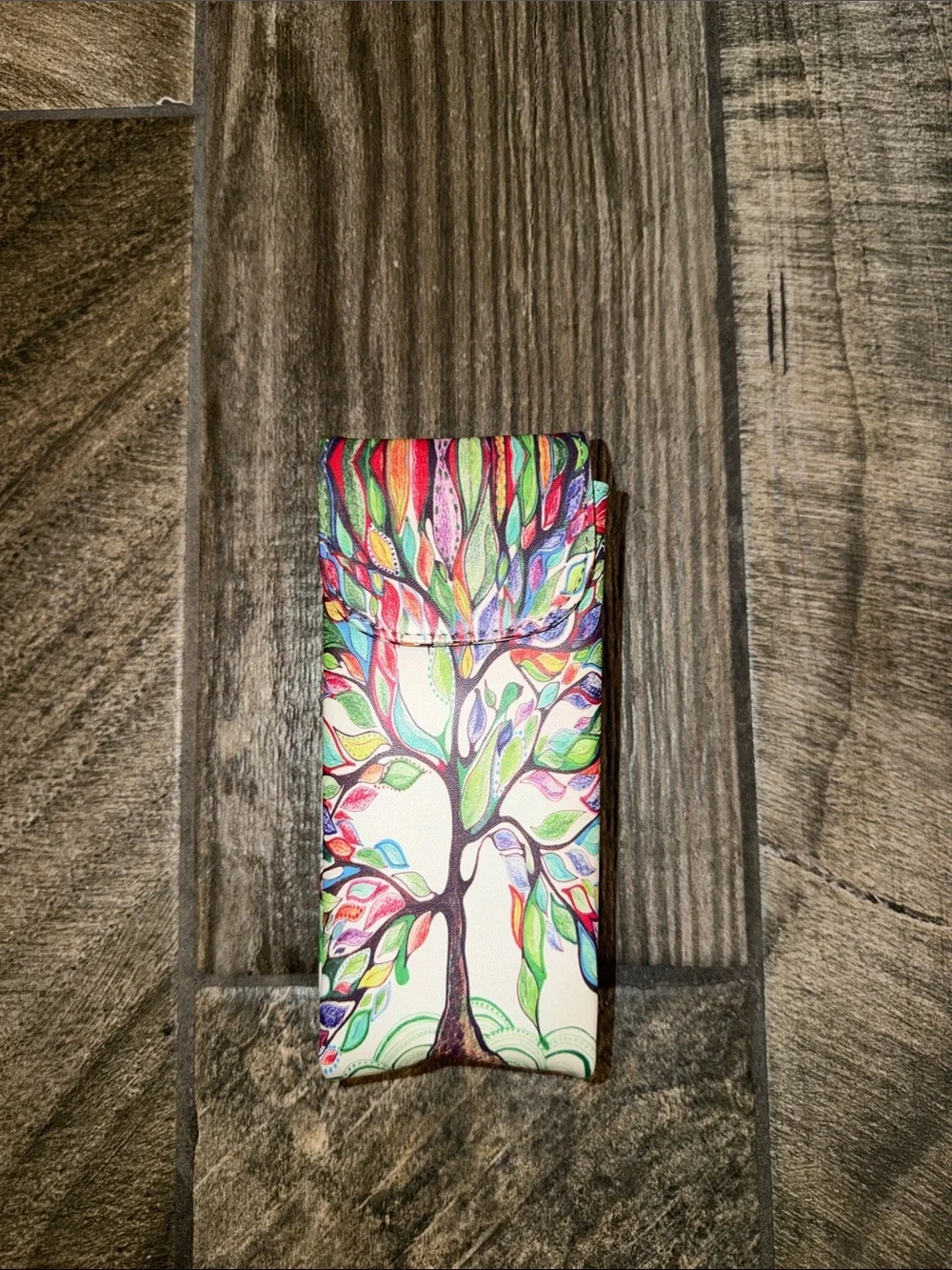 Coated Protective Multicolor Tree Print Cell Phone Accessory Pouch 7” H x 3” W
